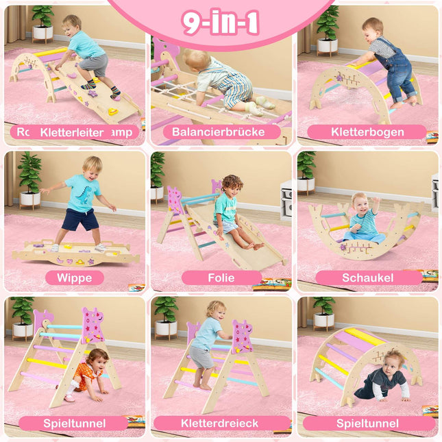 Ensemble d'escalade Montessori en bois 8 en 1 pour enfants