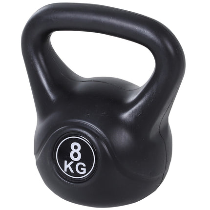 8 kg Kettlebell, sandgefüllt, schwarz, anfängerfreundlich