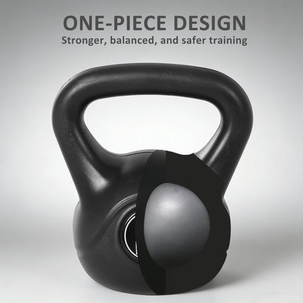 8 kg Kettlebell, sandgefüllt, schwarz, anfängerfreundlich