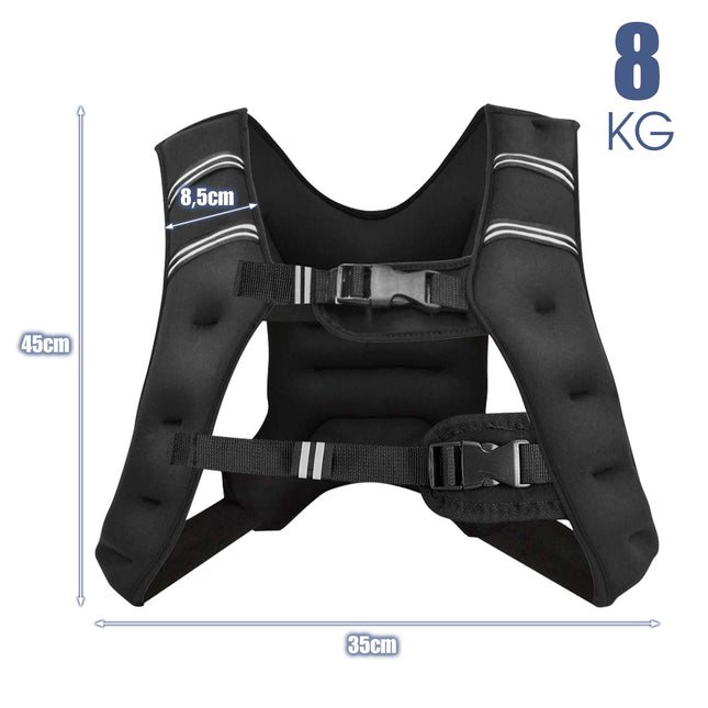 8 kg Gewichtsweste, Neopren, verstellbar, mit reflektierender Tasche