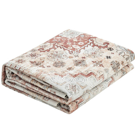 8x10 Washable Vintage Area Rug, Non-Slip, Brown Red