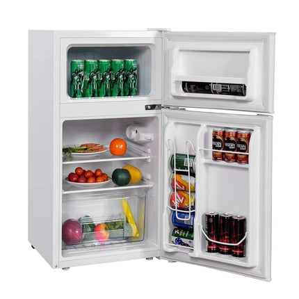 Réfrigérateur compact 90 L avec congélateur, deux portes, blanc
