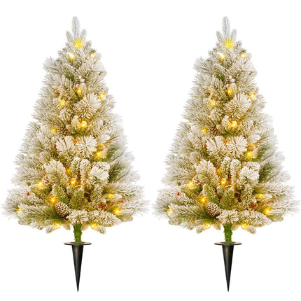 Künstliche Weihnachtsbäume, 90 cm, 100 LED-Lichter, 2er-Set