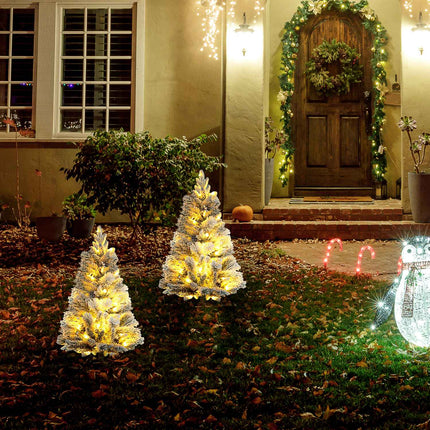 Künstliche Weihnachtsbäume, 90 cm, 100 LED-Lichter, 2er-Set