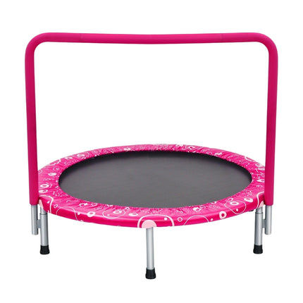 Trampoline pour enfants de 92 cm, mini trampoline avec poignée, trampoline pliable, capacité de charge jusqu'à 150 kg, rose + noir
