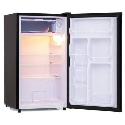 Schwarzer Mini-Kühlschrank, 98 Liter, 5 Temperaturstufen, LED-Beleuchtung, Türanschlag wechselbar