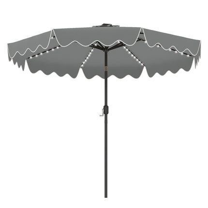 Parasol solaire de terrasse de 2,74 m avec éclairage LED, gris
