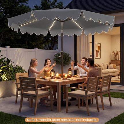 Parasol solaire de terrasse de 2,74 m avec éclairage LED, gris