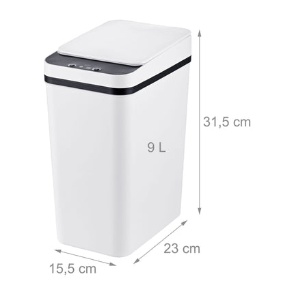 9L Weißer Sensor-Küchenmülleimer aus Kunststoff