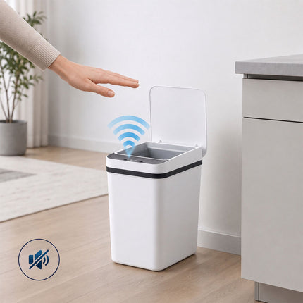 9L Weißer Sensor-Küchenmülleimer aus Kunststoff