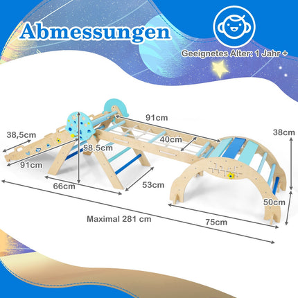 Ensemble d'escalade Montessori 9 en 1 avec toboggan et échelle