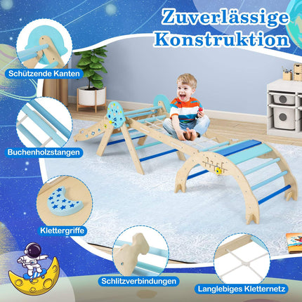 Ensemble d'escalade Montessori 9 en 1 avec toboggan et échelle