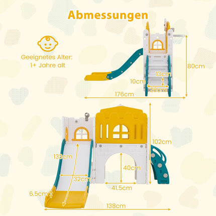 Ensemble de toboggan 9 en 1 pour tout-petits avec panier de basket et tunnel