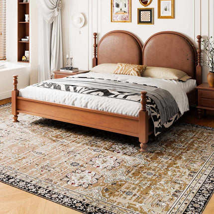 9x12 Washable Area Rug – Non-Slip Vintage, Brown Green