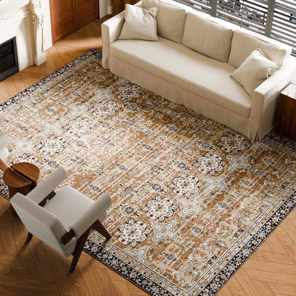 9x12 Washable Area Rug – Non-Slip Vintage, Brown Green