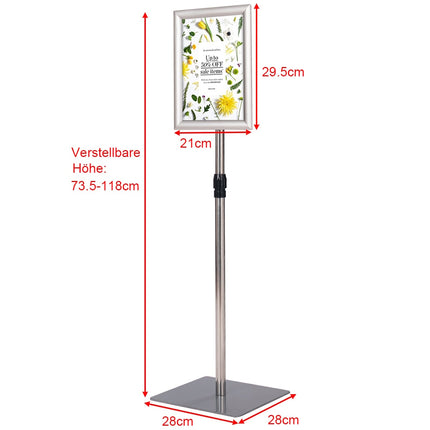 A4 Verstellbarer Display-Ständer, 2er-Pack, Silberner Metallrahmen