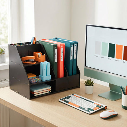 Organiseur de bureau A4 à compartiments – MDF noir