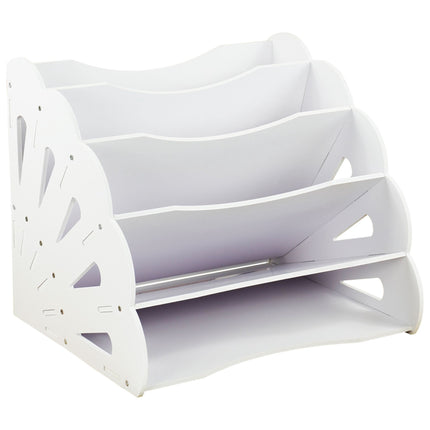 Organiseur de bureau A4 en MDF, 5 compartiments - Blanc