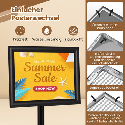 A4-Plakatständer 2er-Pack, höhenverstellbar, schwarz
