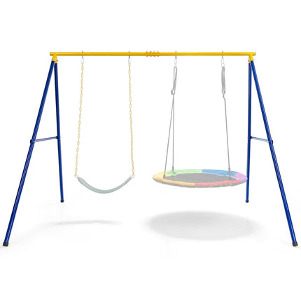 Schaukelgestell A-Form, Stahl, 249x185x181,5 cm, Blau/Gelb