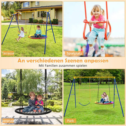Schaukelgestell A-Form, Stahl, 249x185x181,5 cm, Blau/Gelb