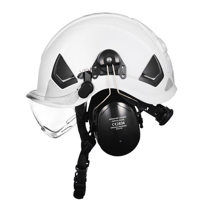 ANSI Z89.1 Vented Hard Hat With Visor, Earmuffs