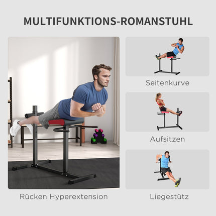 Bauch- und Rückentrainer, aktiviert die Muskulatur, 6 Beinrollenpositionen, Seitengriffe, Stahlrahmen