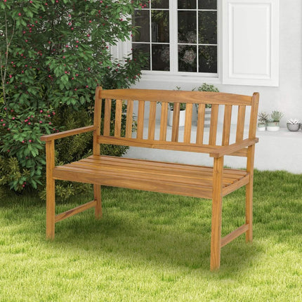 Akazienholz Gartenbank für 2 Personen mit Armlehnen, 110cm