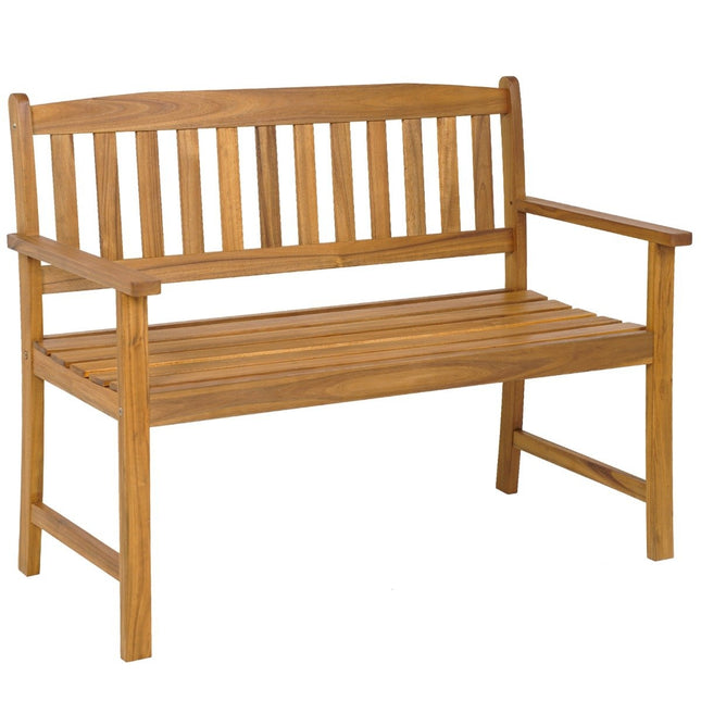 Akazienholz Gartenbank für 2 Personen mit Armlehnen, 110cm