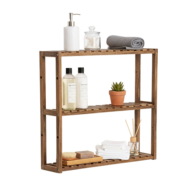 Étagère murale en bois d'acacia, rangement à 3 niveaux