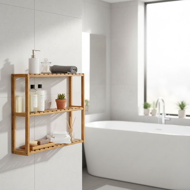 Étagère murale en bois d'acacia, rangement à 3 niveaux