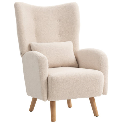 Fauteuil d'appoint, revêtement moelleux, coussin en mousse, beige