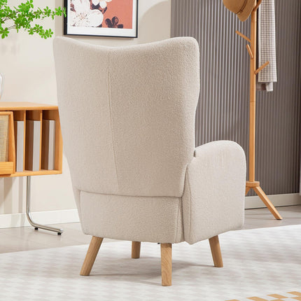 Fauteuil d'appoint, revêtement moelleux, coussin en mousse, beige