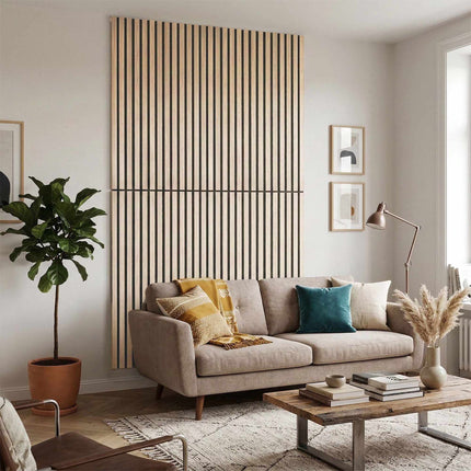 Ensemble de panneaux muraux acoustiques, 120 x 60 cm, lattes en placage bois