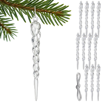 Glaçons de Noël en acrylique, lot de 12, longueur 13 cm