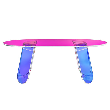 Acrylic Coffee Table – Iridescent Oval, 13.8 In High