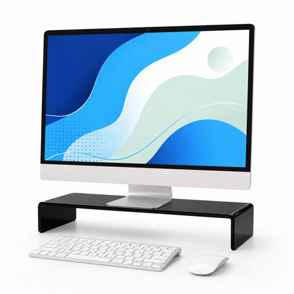 Support de moniteur en acrylique noir, 35 x 20 x 10 cm, support ergonomique