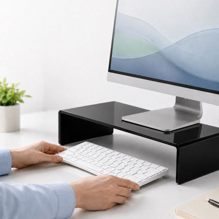 Support de moniteur en acrylique noir, 35 x 20 x 10 cm, support ergonomique