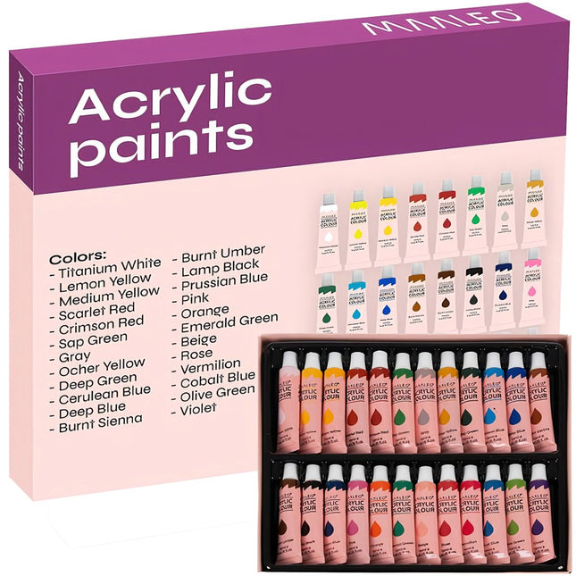 Peintures acryliques 24 pcs. - 12 ml. Maaleo 20363