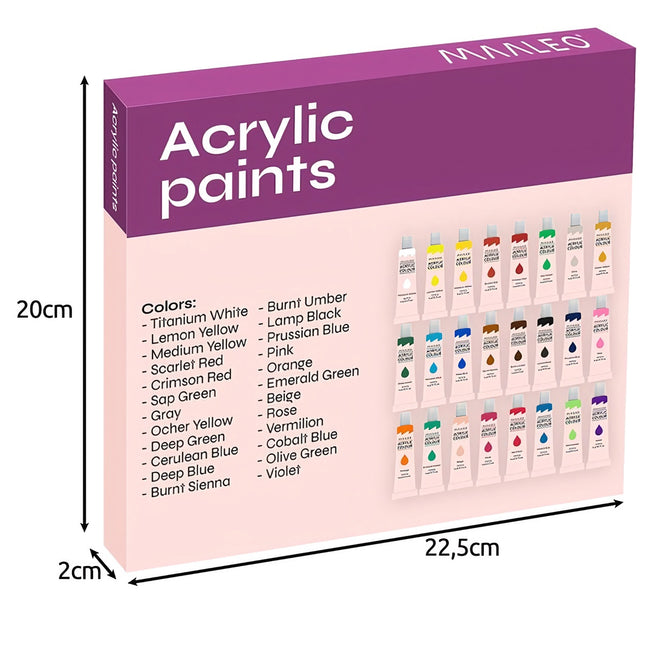 Peintures acryliques 24 pcs. - 12 ml. Maaleo 20363