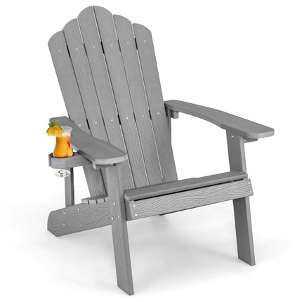 Chaise Adirondack avec porte-gobelet, résistante aux intempéries, gris clair
