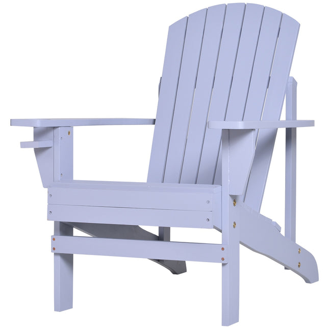 Adirondack Gartenstuhl mit Getränkehalter – Massivholz, Grau