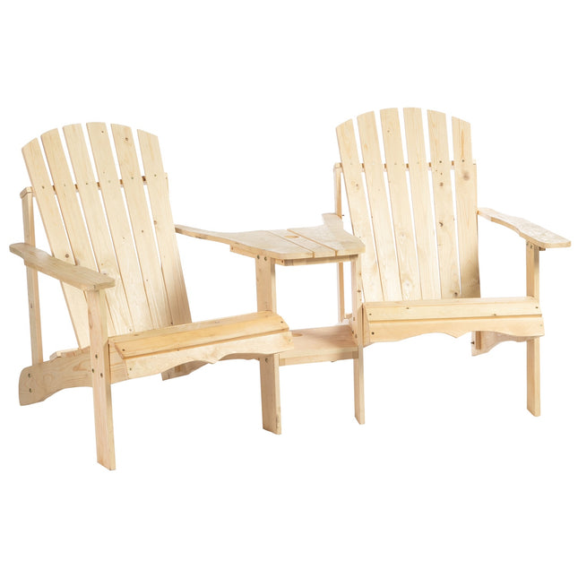 Adirondack Gartenstuhl-Set aus Massivholz mit Tisch, 2-Sitzer