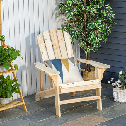 Chaise Adirondack en bois, d'extérieur, à dossier haut et accoudoirs