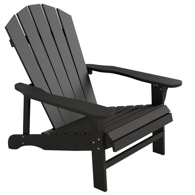 Adirondack Gartenstuhl aus Holz, hohe Rückenlehne, Schwarz