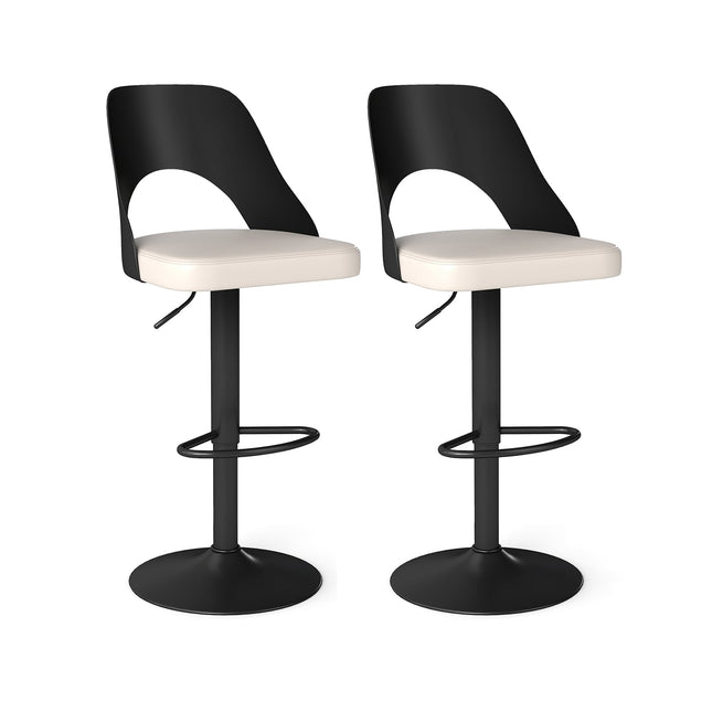 Verstellbare 360°-Drehhocker, 2er-Set, schwarzes PU-Leder