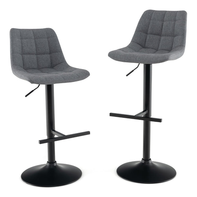 Verstellbare 360°-drehbare Barhocker, 2er-Set, Grau