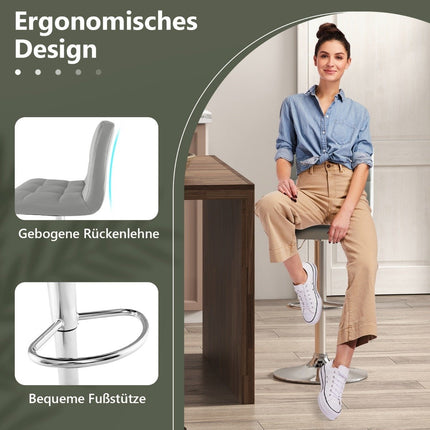 Tabouret de bar pivotant à 360° en similicuir, gris