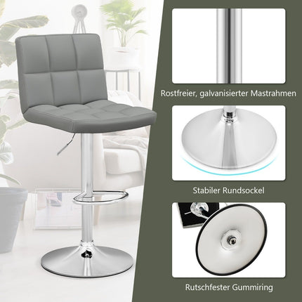 Tabouret de bar pivotant à 360° en similicuir, gris
