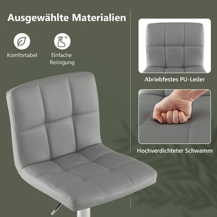 Tabouret de bar pivotant à 360° en similicuir, gris